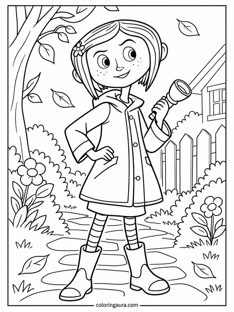 Coraline Yellow Raincoat Coloring Page