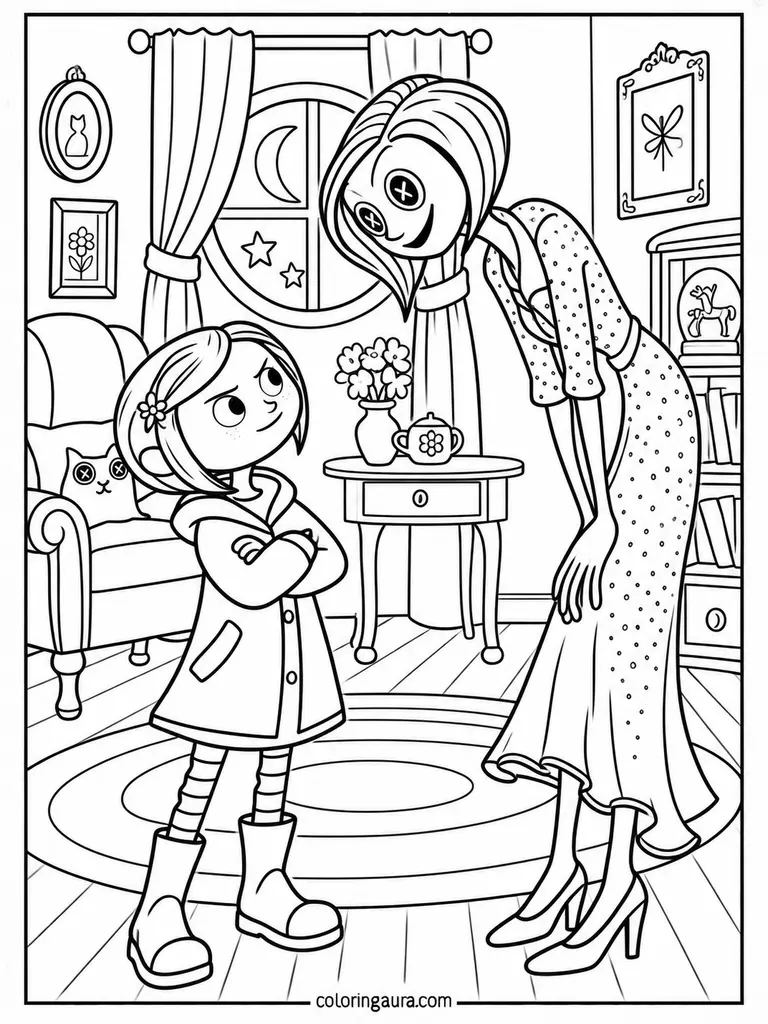 Coraline and Other Mother Coloring Page