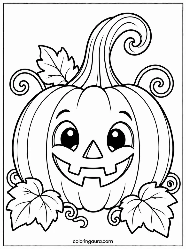Curly Stem Jack-O-Lantern Coloring Page