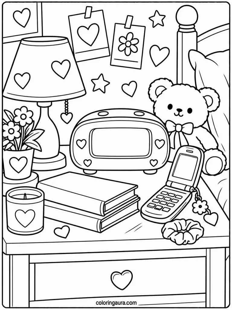 Cute 2000s Alarm Clock Coloring Page