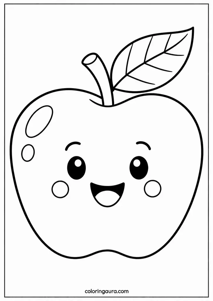 Cute Apple Fall Coloring Page