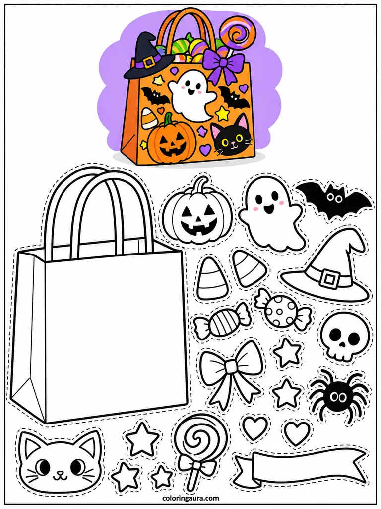Design Your Own Halloween Candy Bag Coloring Page