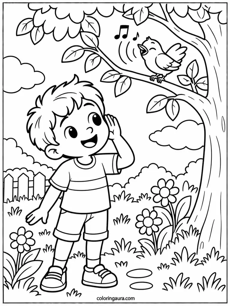Ears and Sound Coloring Page