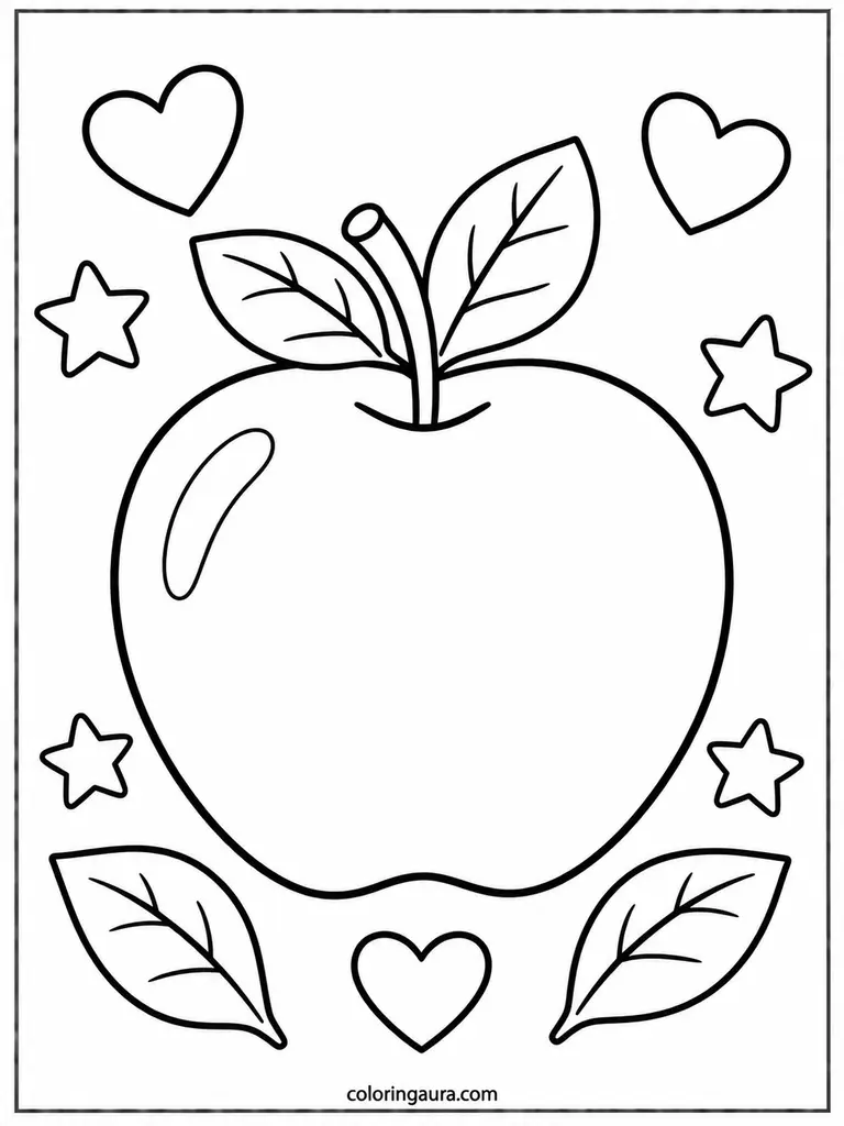 Easy Apple Coloring Page