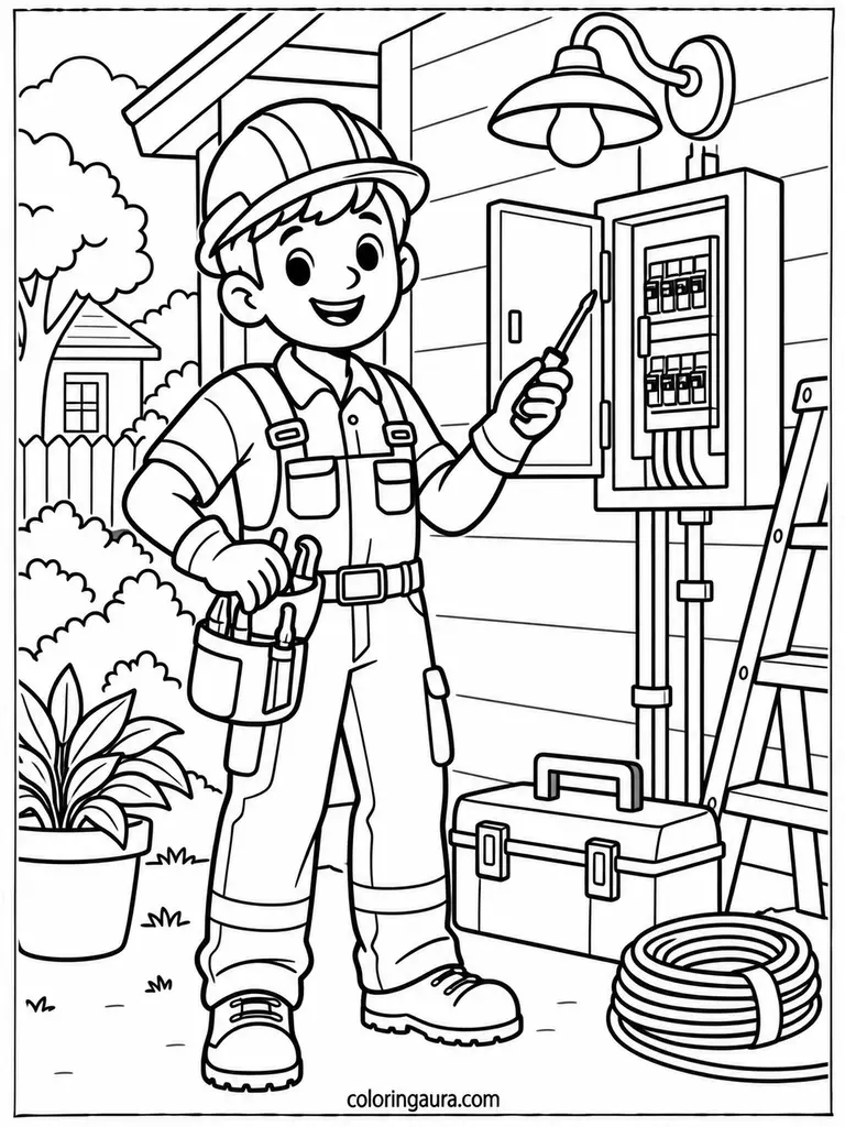 Electrician Coloring Page