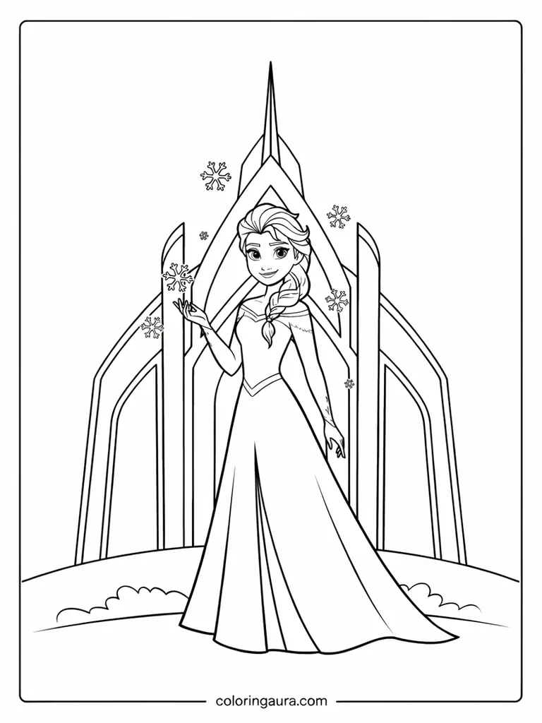 Elsa Winter Palace Coloring Page