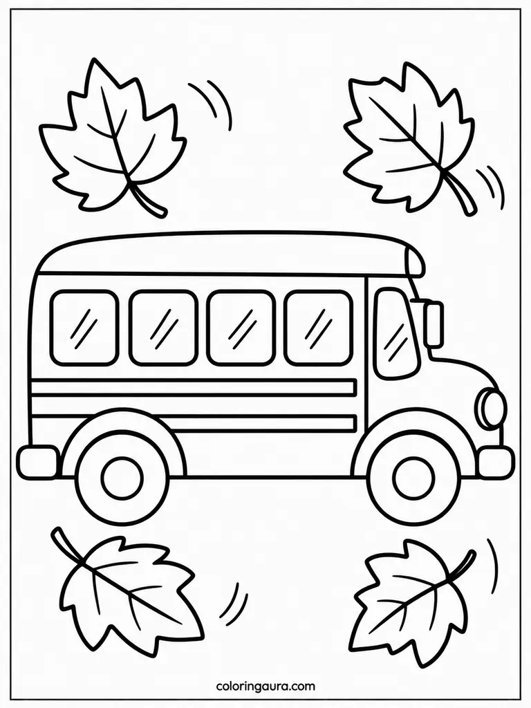 Fall School Bus Coloring Page