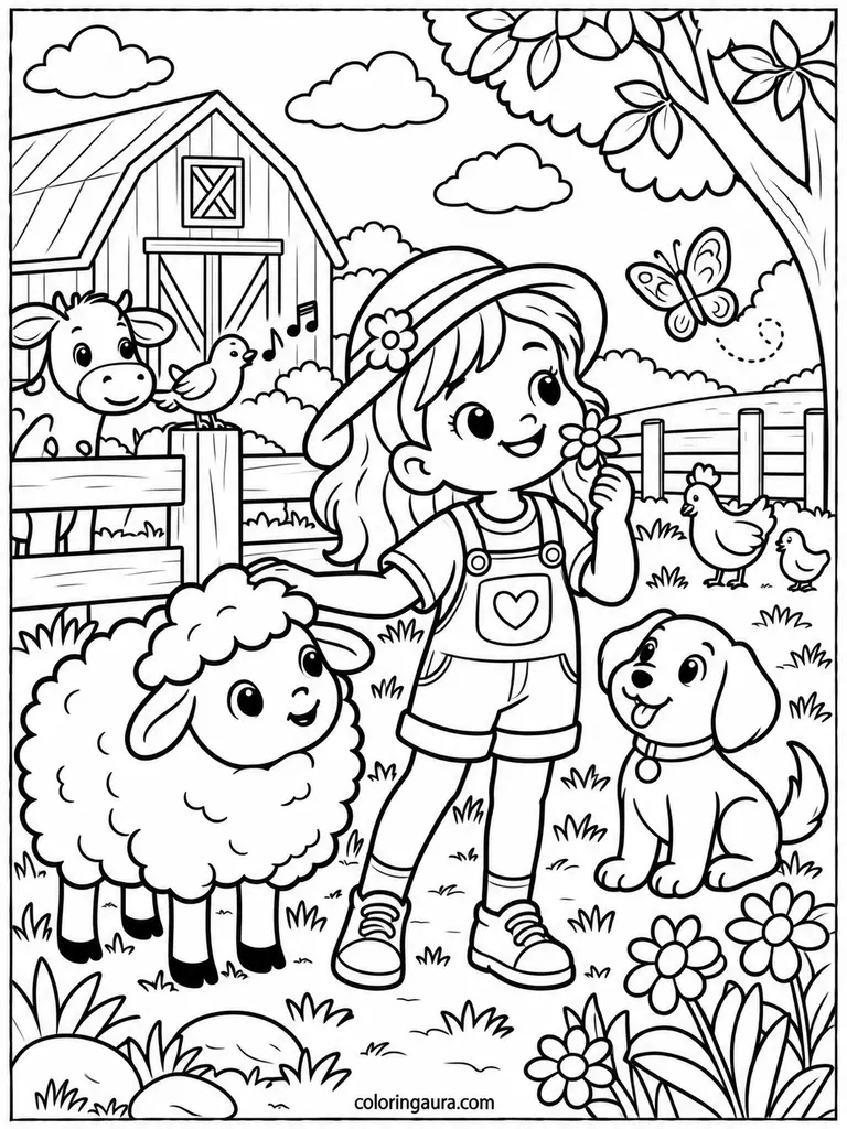 Five Senses Animal Friends Coloring Page