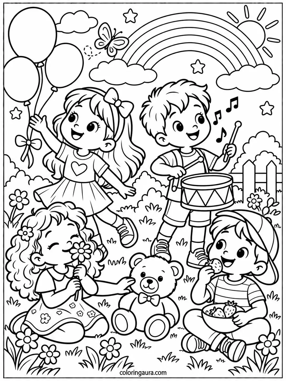 Five Senses Celebration Coloring Page