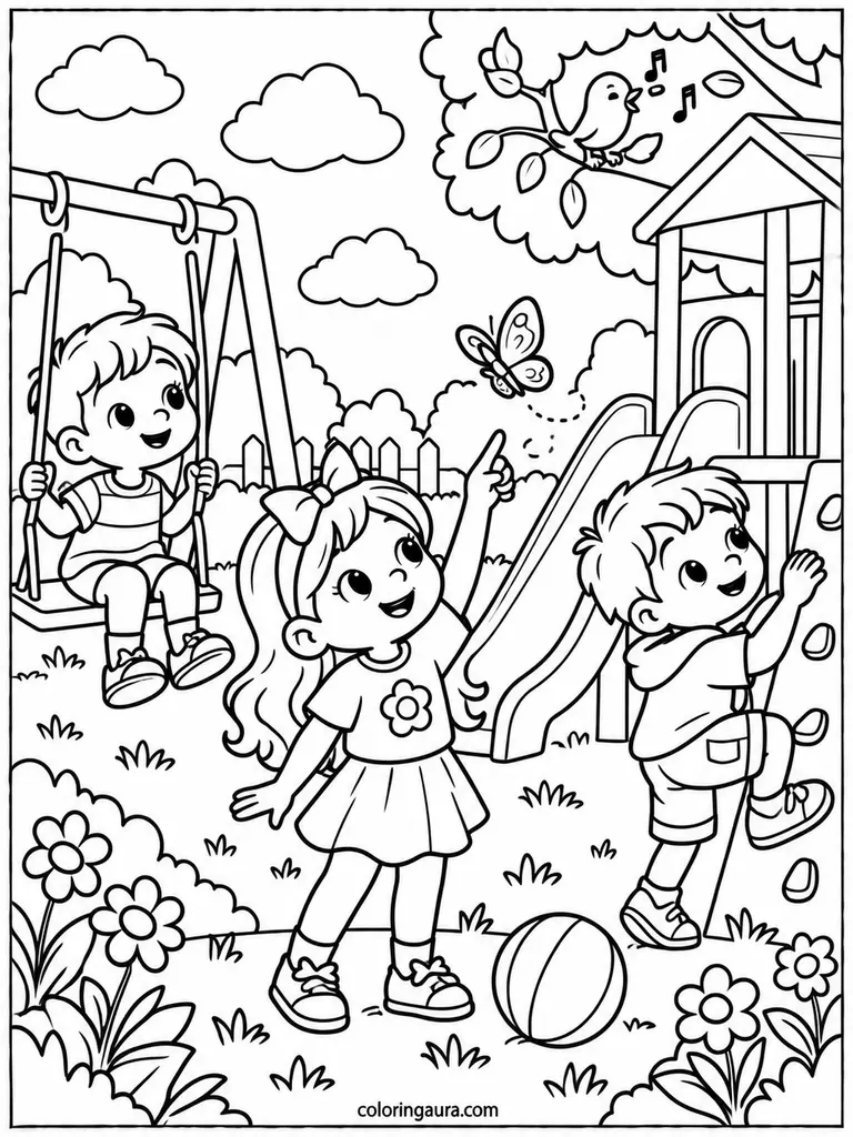 Five Senses Playground Coloring Page