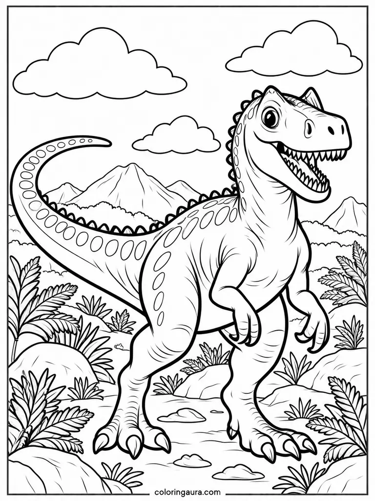 Friendly Allosaurus Coloring Page for Kids