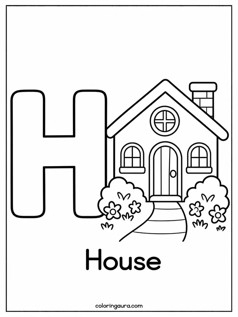 H Is for House Coloring Page