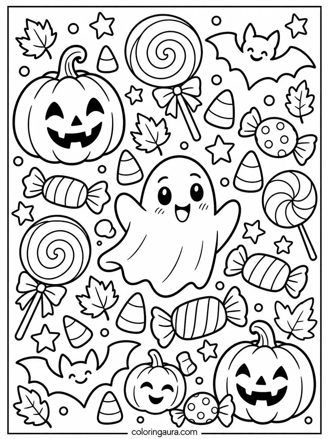 Halloween Candy Collection Coloring Page