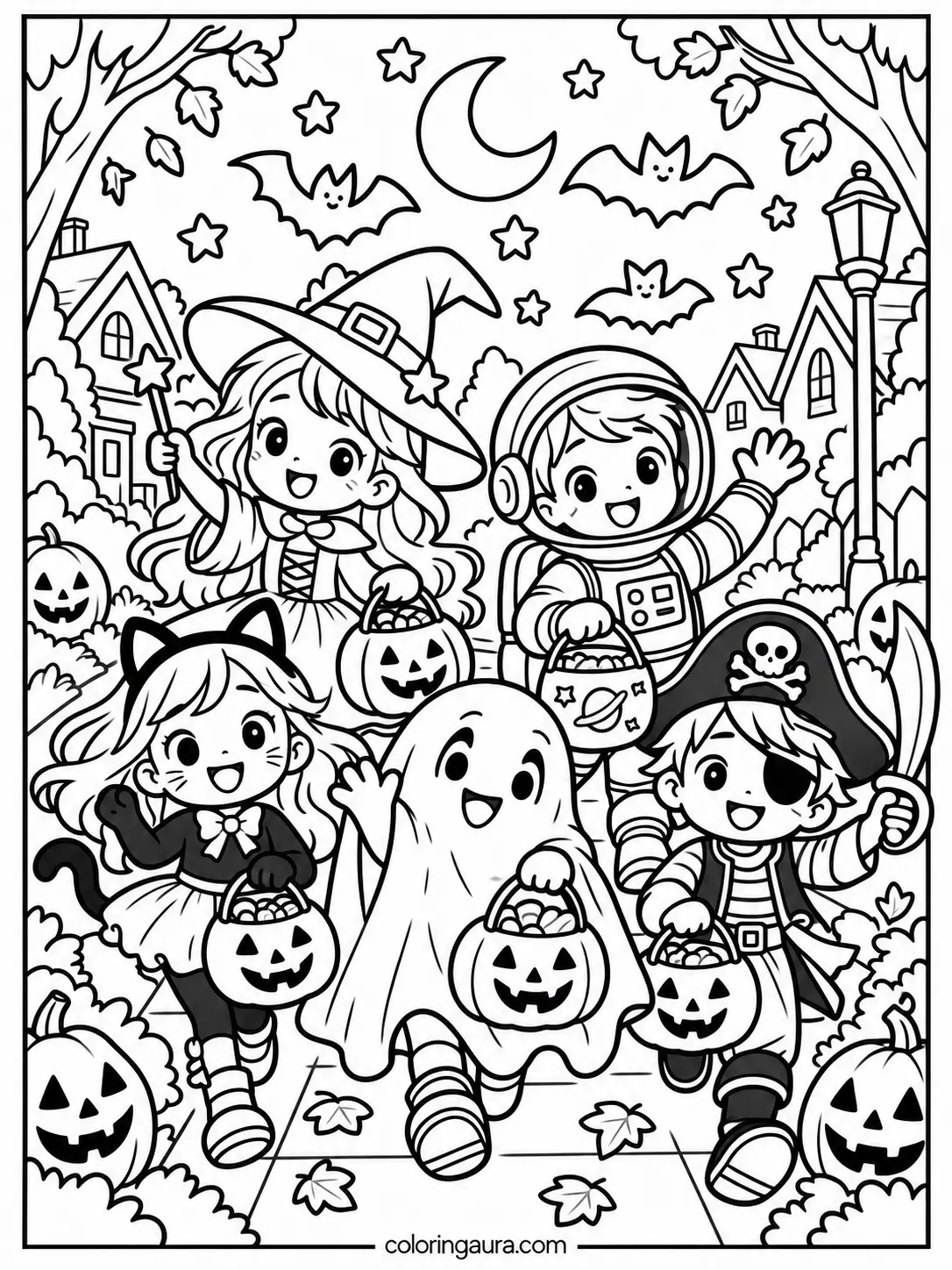 Halloween Costume Parade Coloring Page