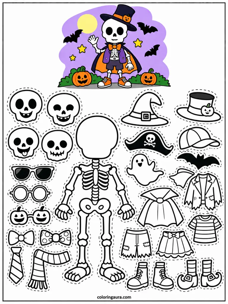 Build Your Own Skeleton Coloring Page
