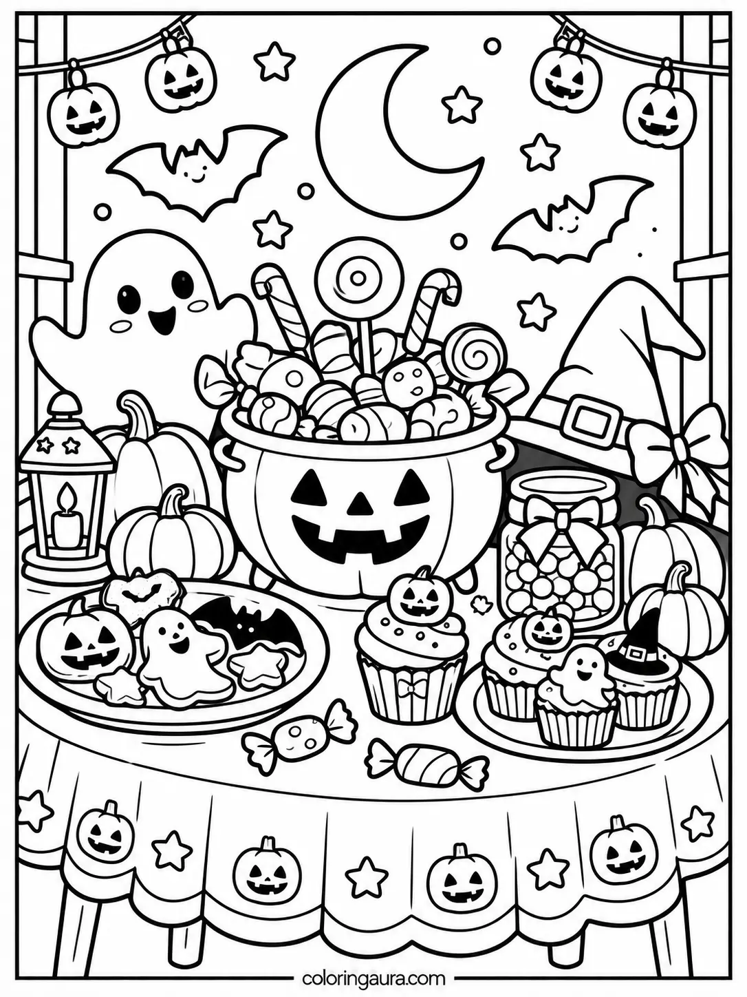 Halloween Treat Table Coloring Page