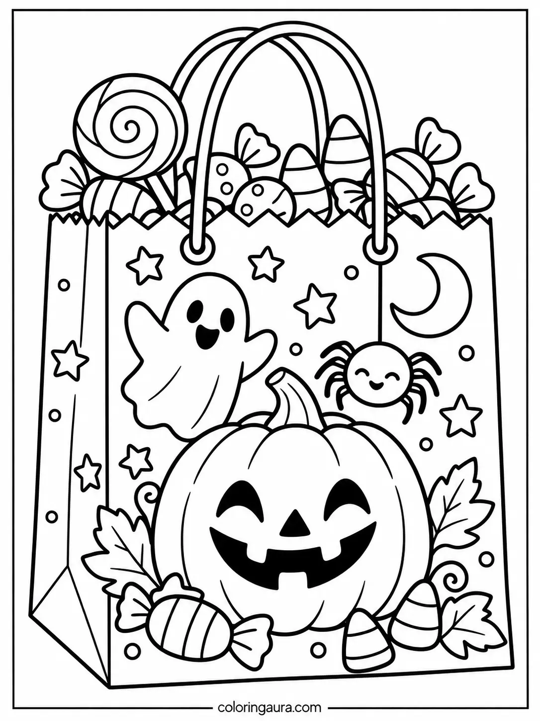 Halloween Trick-or-Treat Bag Coloring Page