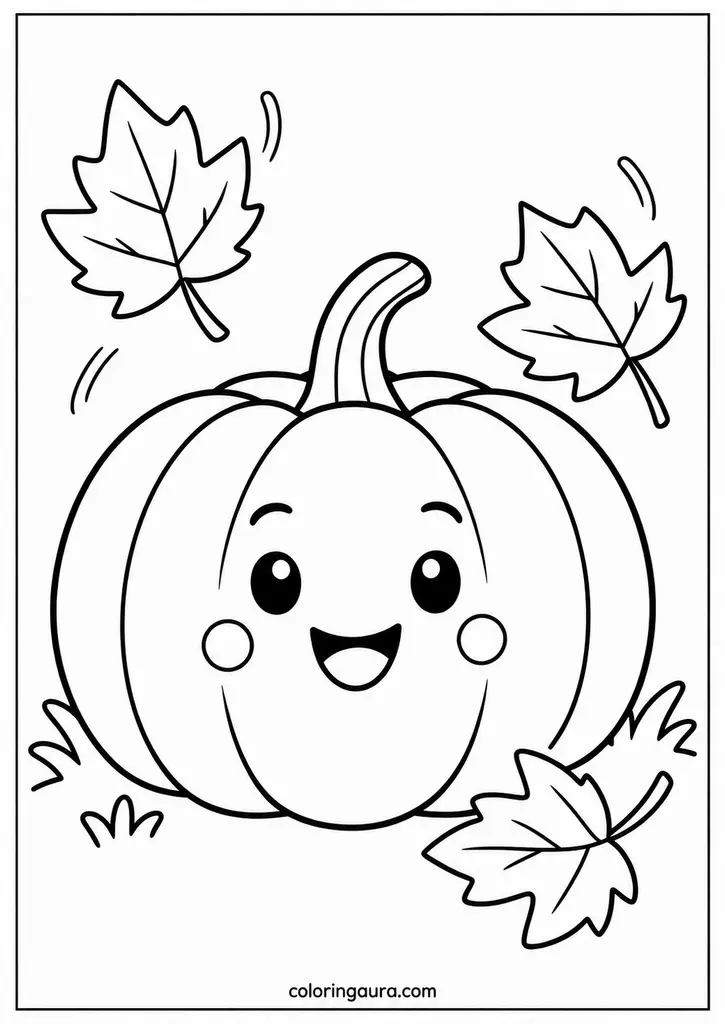 Happy Fall Pumpkin Coloring Page for Toddlers