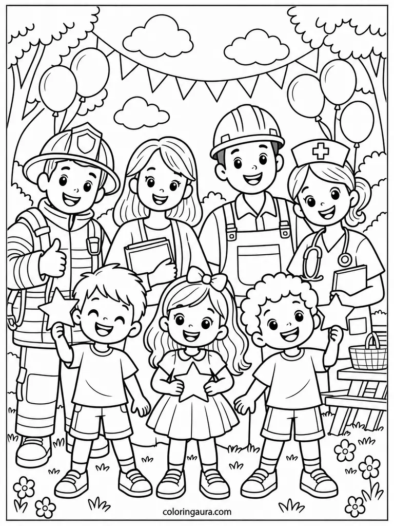 Happy Labor Day Community Coloring Page