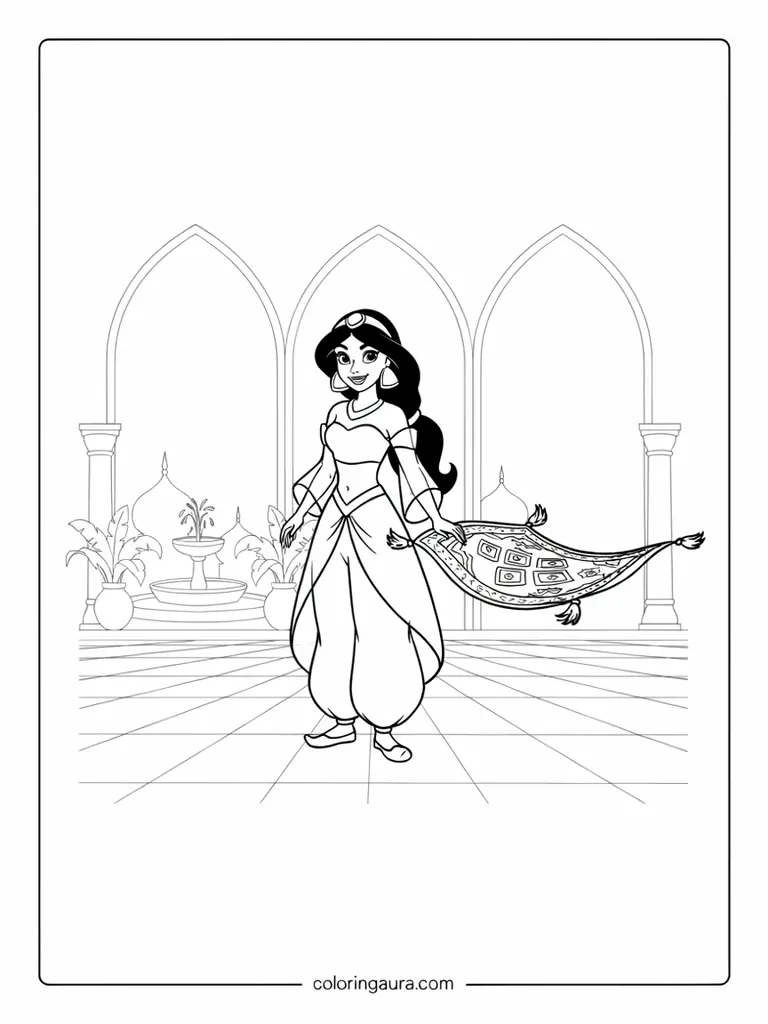 Jasmine Magic Carpet Coloring Page
