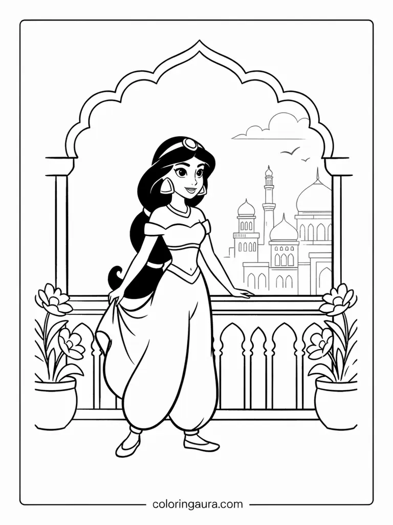 Jasmine Palace Balcony Coloring Page