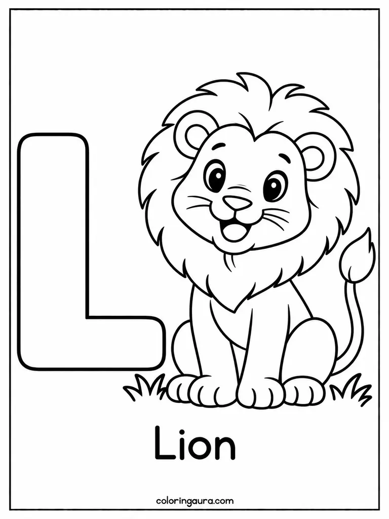 L Is for Lion Coloring Page