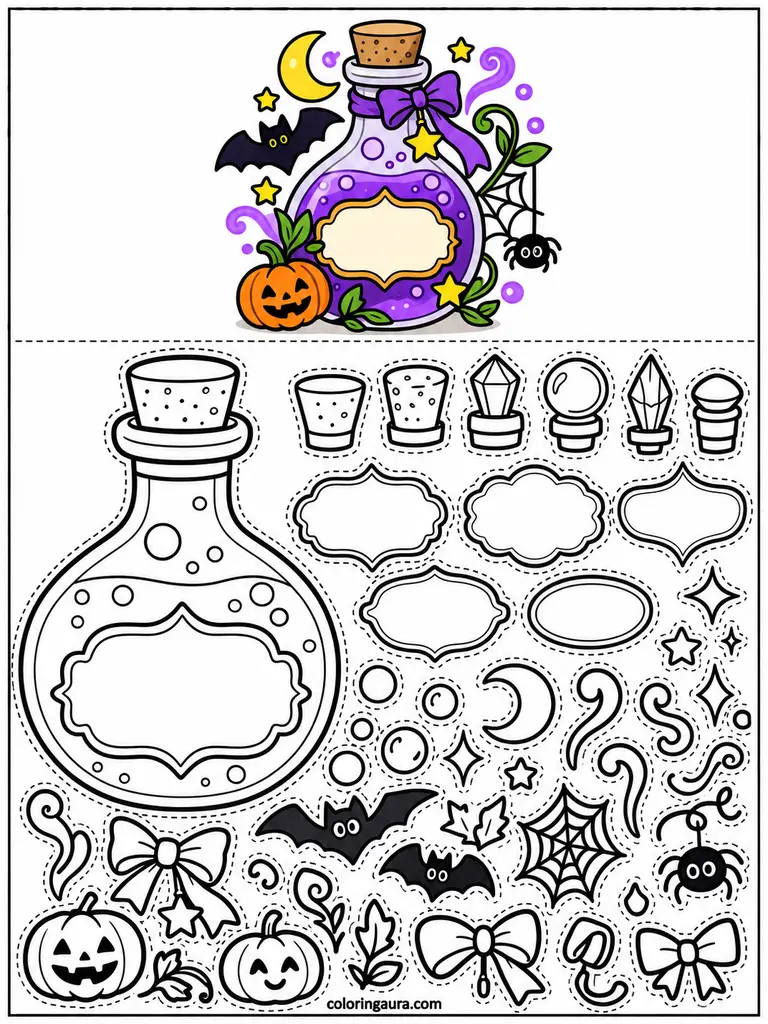 Make Your Own Halloween Potion Bottle Coloring Page