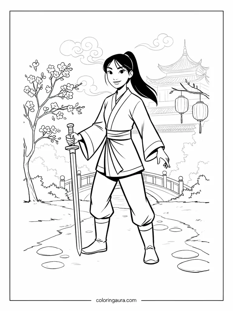 Mulan Garden Coloring Page