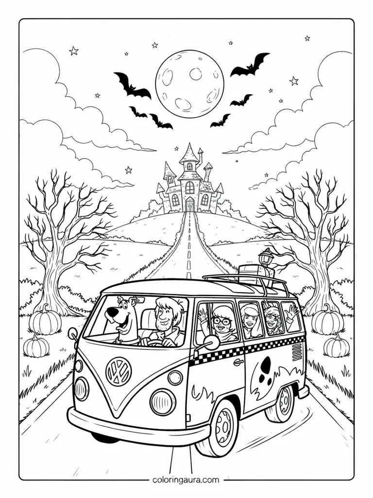Mystery Machine Halloween Coloring Page
