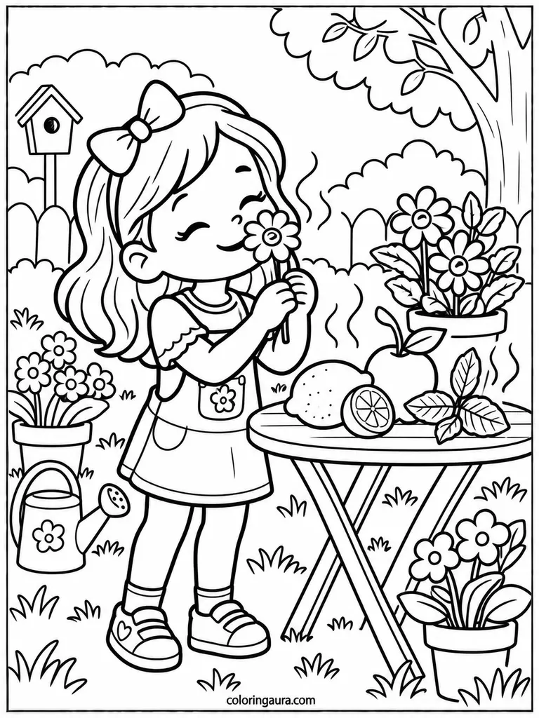 Nose and Smell Garden Coloring Page