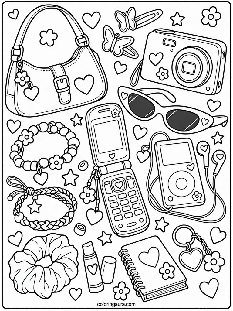 Nostalgic 2000s Collection Coloring Page