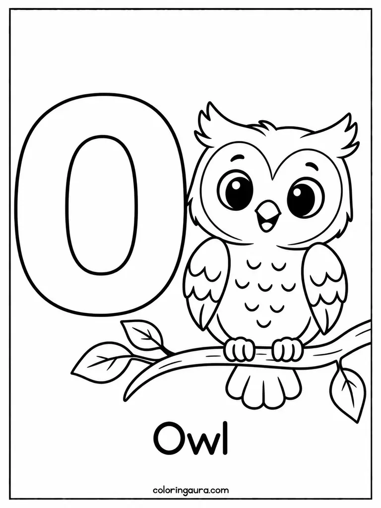 O Is for Owl Coloring Page