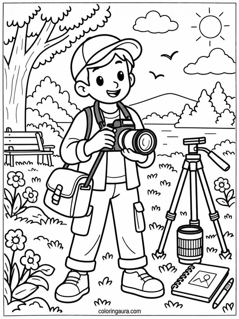 Photographer Labor Day Coloring Page