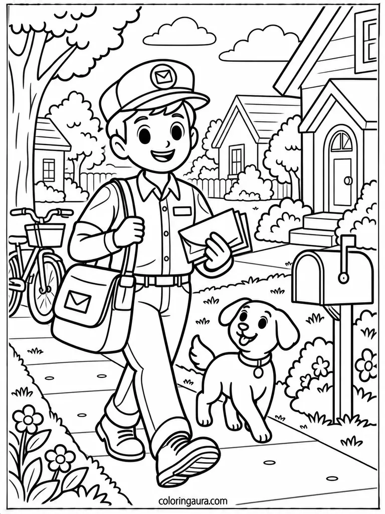 Postal Worker Coloring Page