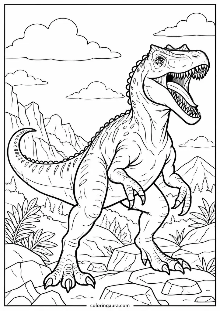 Roaring allosaurus coloring pages