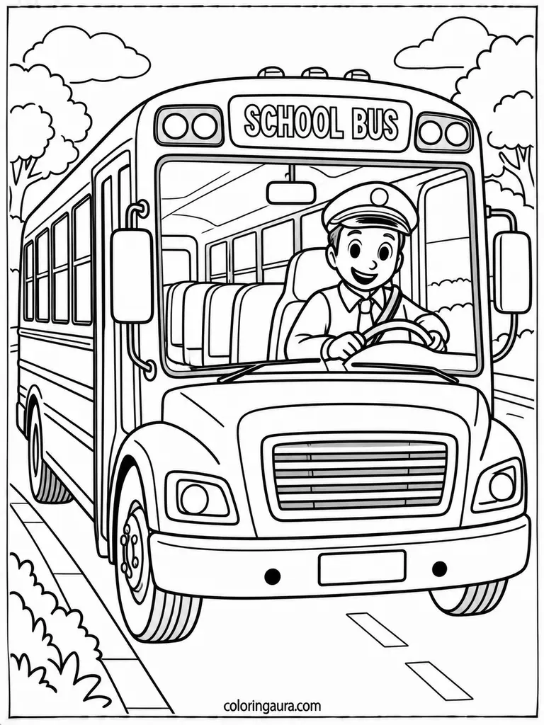 School Bus Driver Coloring Page