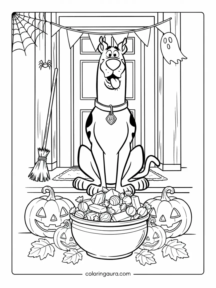 Scooby-Doo Halloween Candy Coloring Page
