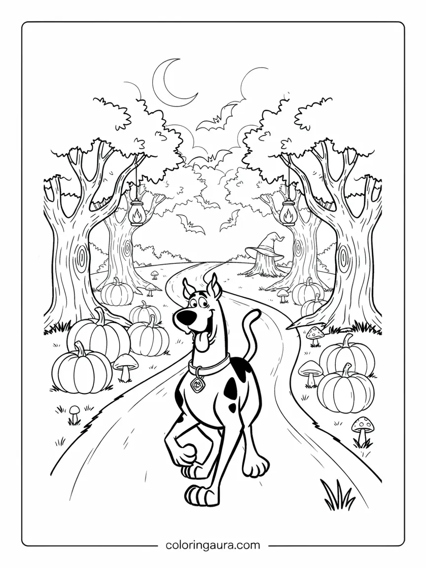 Scooby-Doo Halloween Forest Coloring Page