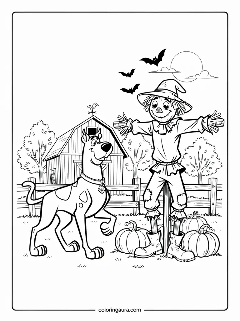 Scooby-Doo Halloween Scarecrow Coloring Page