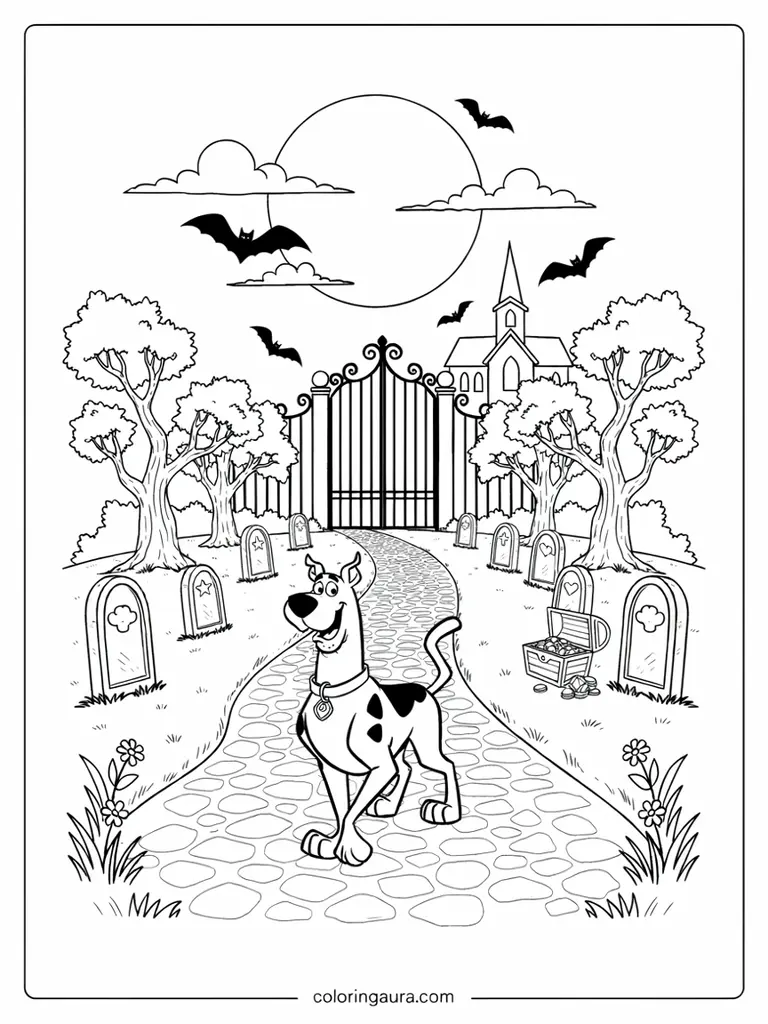 Scooby-Doo Haunted Graveyard Coloring Page