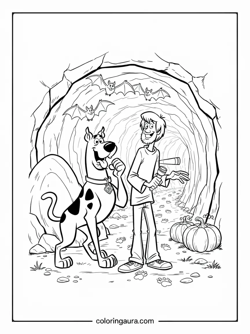Scooby-Doo Spooky Cave Coloring Page