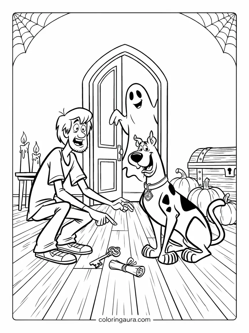 Shaggy and Scooby Halloween Mystery Coloring Page
