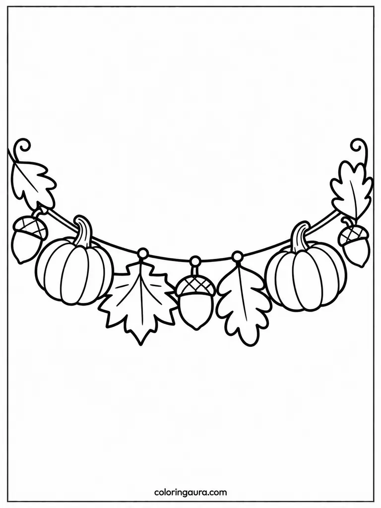 Simple Fall Garland Coloring Page