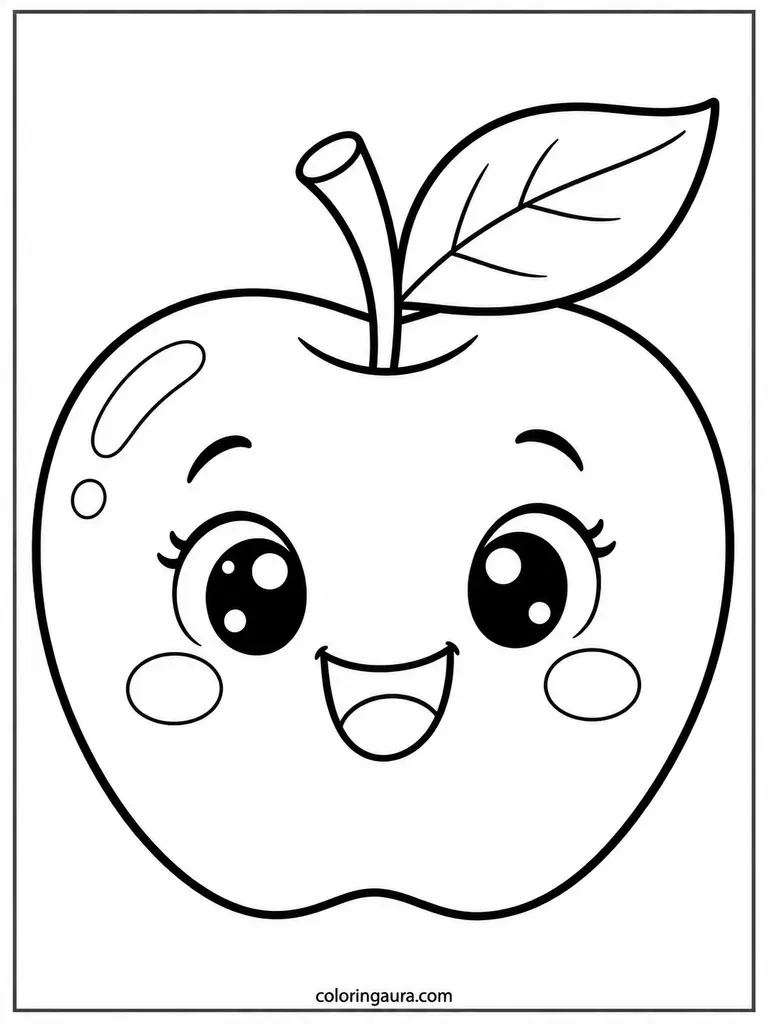 Smiling Apple Coloring Page