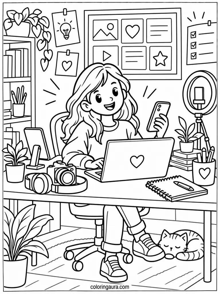Social Media Manager Labor Day Coloring Page