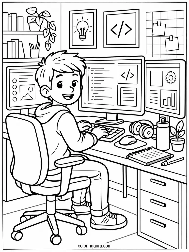 Software Engineer Labor Day Coloring Page