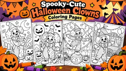 Spooky-Cute Halloween Clowns Coloring Pages