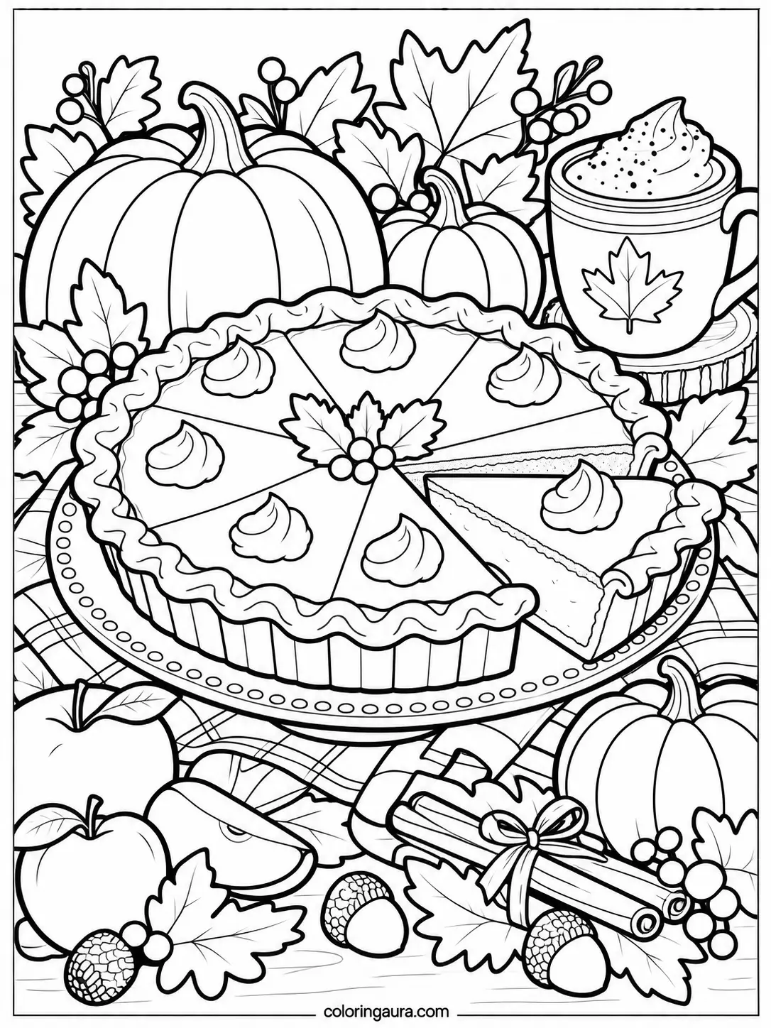 Thanksgiving Pumpkin Pie Coloring Page