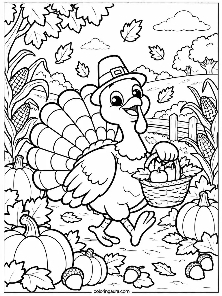 Thanksgiving Turkey Parade Coloring Page