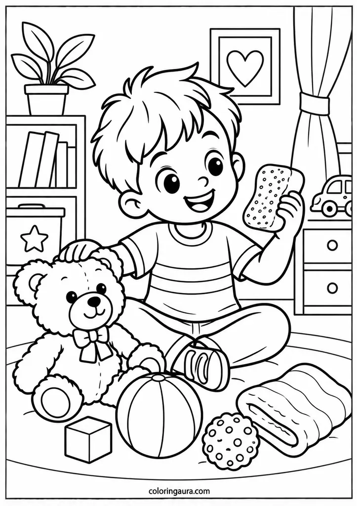 Touch and Textures Child Coloring Page